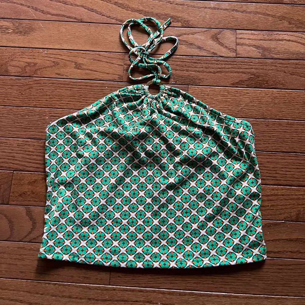 70s patterned green crop top